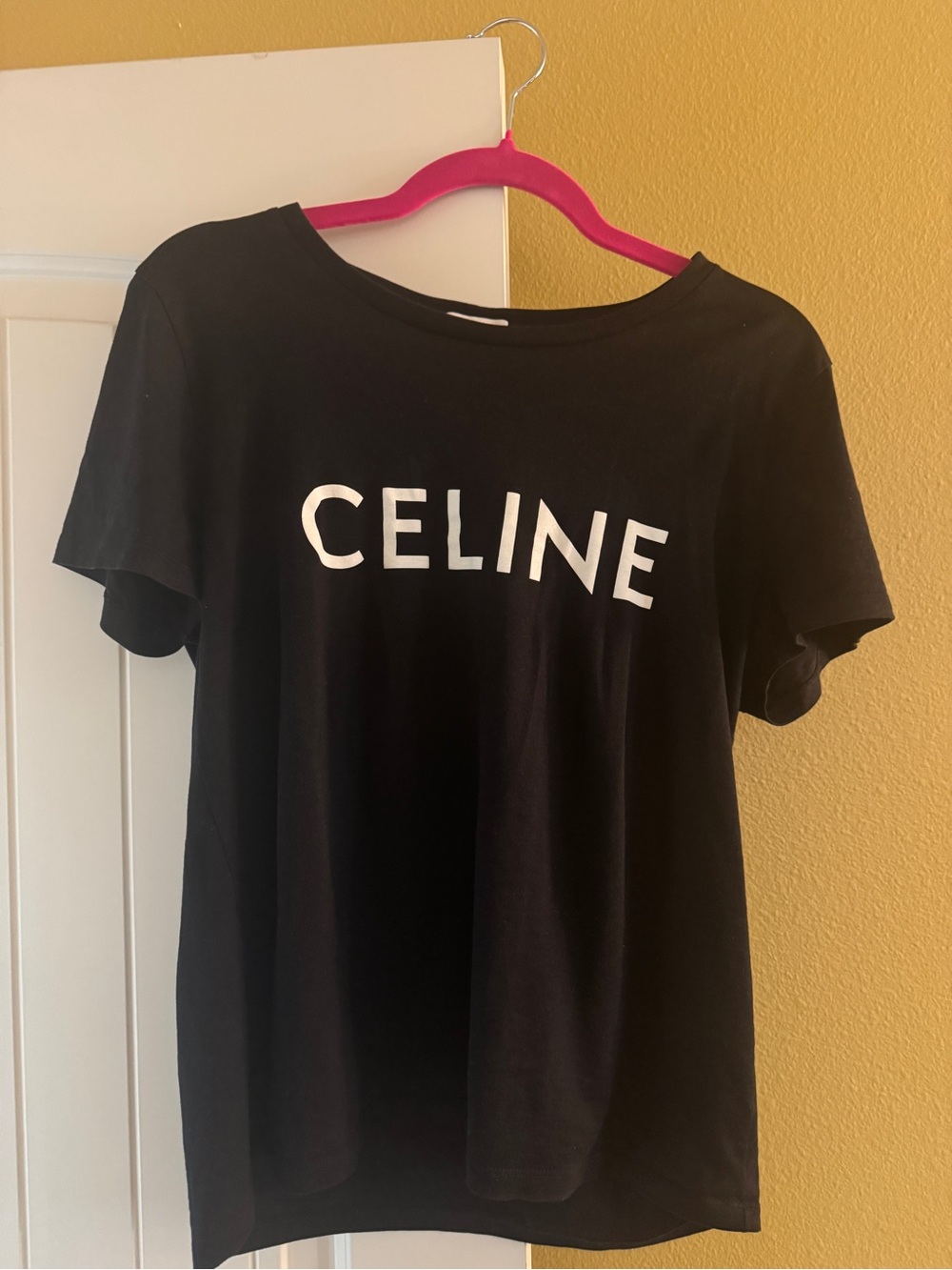 Celine Black Tee with White Logo